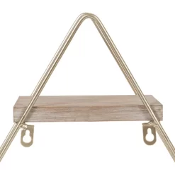 20.8" X 24.2" Tilde Three-Tier Triangle Wood And Metal Wall Shelf Natural/Gold - Kate & Laurel All Things Decor -Home Decor Outlet Store GUEST c0b5a7c7 fbe6 4ec0 9b1c 6194677754c1