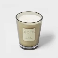 Colored Vase Glass With Dustcover Watermint And Eucalyptus Candle Green - Threshold™ -Home Decor Outlet Store GUEST c7ced8f8 1486 4167 bf53 4e77271a3df4