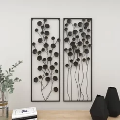 Farmhouse Metal Floral Wall Decor With Black Frame Set Of 2 Black - Olivia & May -Home Decor Outlet Store GUEST c869d669 bcf5 4e14 a037 76b8137f4ff1