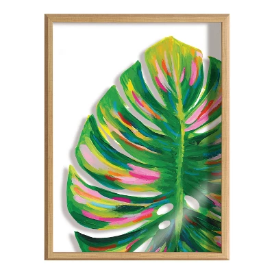 18" X 24" Blake Monstera Framed Printed Glass By Jessi Raulet Of Ettavee Natural - Kate & Laurel All Things Decor 1 18" X 24" Blake Monstera Framed Printed Glass By Jessi Raulet Of Ettavee Natural - Kate & Laurel All Things Decor
