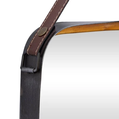 Metal Wall Mirror With Hanging Strap Gold - Olivia & May 4 Metal Wall Mirror With Hanging Strap Gold - Olivia & May - Image 4