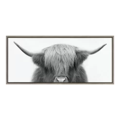 Sylvie Hey Dude Highland Cow By The Creative Bunch Studio Framed Wall Canvas Gray - Kate & Laurel All Things Decor -Home Decor Outlet Store GUEST ca337b02 9b44 4fa4 8795 09216779d6d9