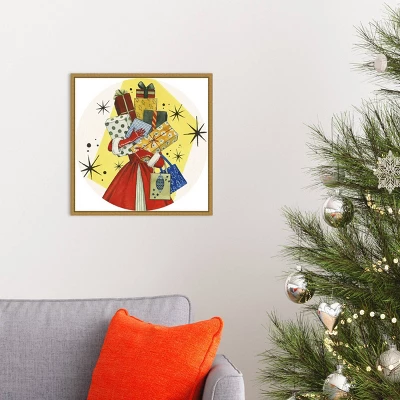16" X 16" Vintage Christmas Gifts By Grace Popp Framed Canvas Wall Art - Amanti Art 4 16" X 16" Vintage Christmas Gifts By Grace Popp Framed Canvas Wall Art - Amanti Art - Image 4