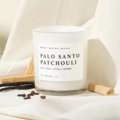 Sweet Water Decor Palo Santo Patchouli 11oz White Jar Soy Candle -Home Decor Outlet Store GUEST cac91151 1eaa 4d03 992b e137cd335abf