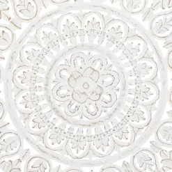 Wood Floral Handmade Intricately Carved Wall Decor With Mandala Design White - Olivia & May -Home Decor Outlet Store GUEST cc898697 9e50 4a5c 8582 b99277204312