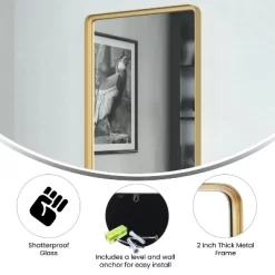 Flash Furniture Janinne 20"x30" Rectangle Gold Metal Deep Framed Wall Mirror - Large Accent Mirror For Bathroom, Entryway, Dining Room, & Living Room 16 Flash Furniture Janinne 20"x30" Rectangle Gold Metal Deep Framed Wall Mirror - Large Accent Mirror For Bathroom, Entryway, Dining Room, & Living Room -Home Decor Outlet Store GUEST cdc4fb3a c84d 46c7 8973 ccc6a632d333