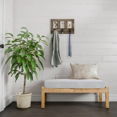 Wall Picture Collage With 3 Hanging Hooks- Wall Mounted Photo Frame Decor With Rustic Wood Look, Holds 4x6 Pictures By Lavish Home 4 Wall Picture Collage With 3 Hanging Hooks- Wall Mounted Photo Frame Decor With Rustic Wood Look, Holds 4x6 Pictures By Lavish Home - Image 4