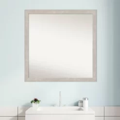 29" X 29" Non-Beveled Marred Wood Bathroom Wall Mirror Silver - Amanti Art -Home Decor Outlet Store GUEST d2093295 03ab 43a2 97e2 51ae7aa39a7a