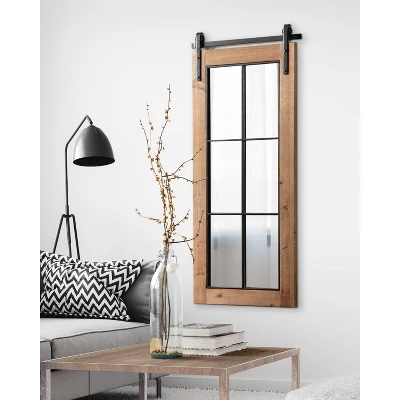 19" X 43" Cates Windowpane Framed Decorative Wall Mirror Rustic Brown - Kate & Laurel All Things Decor 4 19" X 43" Cates Windowpane Framed Decorative Wall Mirror Rustic Brown - Kate & Laurel All Things Decor - Image 4