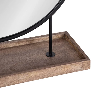 18" X 22" Maxfield Round Tabletop Mirror Black/Natural - Kate & Laurel All Things Decor 2 18" X 22" Maxfield Round Tabletop Mirror Black/Natural - Kate & Laurel All Things Decor - Image 2
