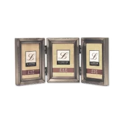 Lawrence Frames 2" X 3" Metal Pewter Hinged Triple Picture Frame 11523T