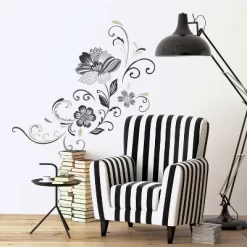 Flower Scroll Peel And Stick Giant Wall Decal Black/White - RoomMates -Home Decor Outlet Store GUEST d3052492 7aeb 4552 b01a 56b839430832