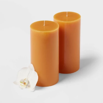 2pk Pillars Vanilla Pumpkin Orange - Threshold™ 2 2pk Pillars Vanilla Pumpkin Orange - Threshold™ - Image 2