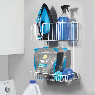 MDesign Metal 2-Level Wall Mount Laundry Storage Baskets, Iron Holder 1 MDesign Metal 2-Level Wall Mount Laundry Storage Baskets, Iron Holder
