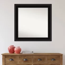 32" X 32" Non-Beveled Parlor Bathroom Wall Mirror Black - Amanti Art -Home Decor Outlet Store GUEST d593318b 8445 4bf5 a4fd 026644b6566f