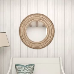 Wood Braided Frame Wall Mirror Beige - Olivia & May -Home Decor Outlet Store GUEST d8c3d175 1b5a 4846 9c3f 0beb07398b06