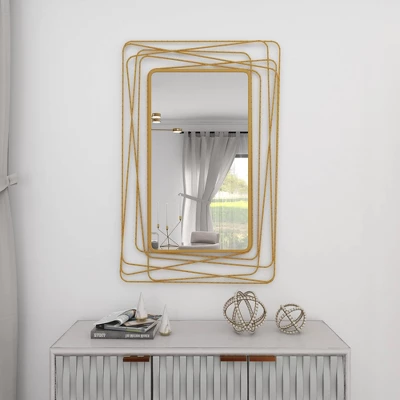 Metal Wall Mirror With Thin Metal Rectangle Frame Gold - Olivia & May 13 Metal Wall Mirror With Thin Metal Rectangle Frame Gold - Olivia & May - Image 13