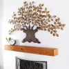 Traditional Metal Tree Indoor Outdoor Wall Decor With Leaves Brown - Olivia & May