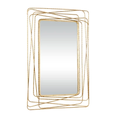 Metal Wall Mirror With Thin Metal Rectangle Frame Gold - Olivia & May 5 Metal Wall Mirror With Thin Metal Rectangle Frame Gold - Olivia & May - Image 5