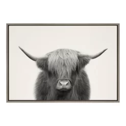 Sylvie Hey Dude Highland Cow By The Creative Bunch Studio Framed Wall Canvas Gray - Kate & Laurel All Things Decor -Home Decor Outlet Store GUEST dfc3e8dc 07ae 4420 8760 dab4ebdbc181