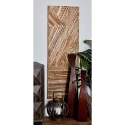 Reclaimed Wood Geometric Handmade Linear Wall Decor Brown - Olivia & May