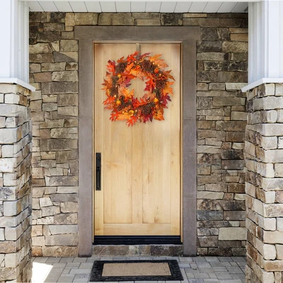 24" Maple Wreath With Clear Lights - National Tree Company 1 24" Maple Wreath With Clear Lights - National Tree Company