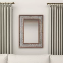 Wood Wall Mirror With Embossed Metal Gray - Olivia & May -Home Decor Outlet Store GUEST e21ddff6 22a9 4199 96af 702bfa1f7483
