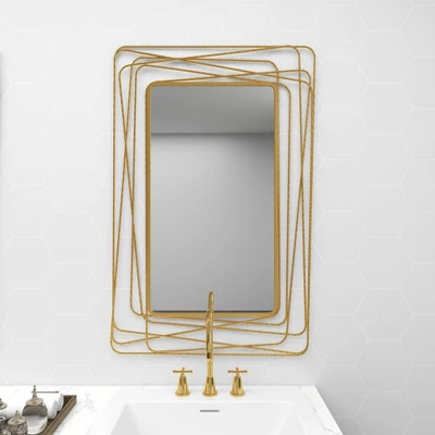 Metal Wall Mirror With Thin Metal Rectangle Frame Gold - Olivia & May 12 Metal Wall Mirror With Thin Metal Rectangle Frame Gold - Olivia & May - Image 12