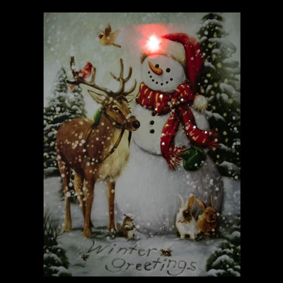 Northlight LED Lighted Snowman And Reindeer Christmas Canvas Wall Art 15.75" X 11.75" 2 Northlight LED Lighted Snowman And Reindeer Christmas Canvas Wall Art 15.75" X 11.75" - Image 2
