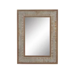 Wood Wall Mirror With Embossed Metal Gray - Olivia & May -Home Decor Outlet Store GUEST e87f4a0c 3749 4bba a5d2 fd75803f8b6c