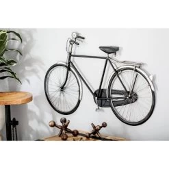 Modern Metal Bike Wall Decor With Seat And Handles Black - Olivia & May