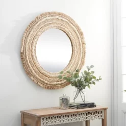 Wood Braided Frame Wall Mirror Beige - Olivia & May -Home Decor Outlet Store GUEST ea0476de 17f1 400d 96fd a46ddc16643a