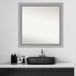 31" X 31" Non-Beveled Peak Polished Nickel Narrow Bathroom Wall Mirror - Amanti Art -Home Decor Outlet Store GUEST ec03422c 9c3d 4f87 ab2c 12de402c61b5