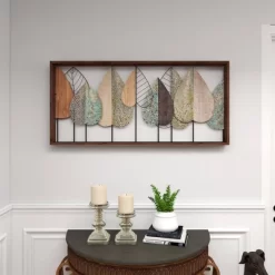 Metal Leaf Varying Texture Wall Decor With Wood Frame Brown - Olivia & May 31 Metal Leaf Varying Texture Wall Decor With Wood Frame Brown - Olivia & May -Home Decor Outlet Store GUEST eddb0f74 f01e 4c20 bc1a 9785c50c0dc8