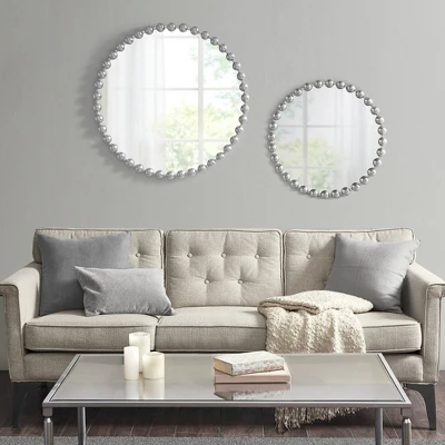 36" Dia Marlowe Round Decorative Wall Mirror Silver 6 36" Dia Marlowe Round Decorative Wall Mirror Silver - Image 6