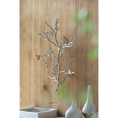 Small Atelier Branch Wall Sculpture Silver/Gold - A&B Home 2 Small Atelier Branch Wall Sculpture Silver/Gold - A&B Home - Image 2