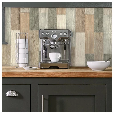 RoomMates Distressed Barn Wood Plank Peel And Stick Wallpaper Giant Wall Decals Brown 1 RoomMates Distressed Barn Wood Plank Peel And Stick Wallpaper Giant Wall Decals Brown