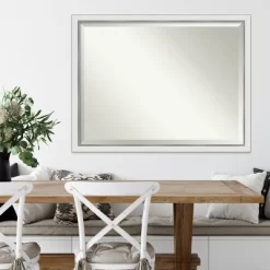 43" X 33" Eva White Narrow Framed Wall Mirror Silver - Amanti Art -Home Decor Outlet Store GUEST f79f346e d18d 4e11 b956 ae6af54b3339