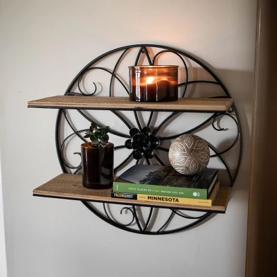 Black Metal & Wood Wall Shelf - Foreside Home & Garden 6 Black Metal & Wood Wall Shelf - Foreside Home & Garden - Image 6