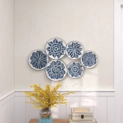 Metal Plate Wall Decor With Embossed Details Blue - Olivia & May -Home Decor Outlet Store GUEST fdabc0b3 566f 4a87 a319 b41d1c0b2849