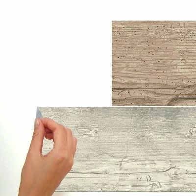 RoomMates Distressed Barn Wood Plank Peel And Stick Wallpaper Giant Wall Decals Brown 3 RoomMates Distressed Barn Wood Plank Peel And Stick Wallpaper Giant Wall Decals Brown - Image 3